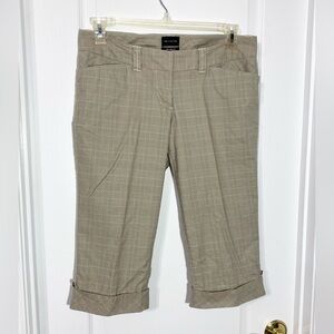 Y2K The Limited Drew Sexy Fit Plaid Cuffed Capri Pants Tan Green Size 10